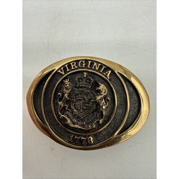 Vintage The Virginia Statehood 1776 Belt Buckle With Pouch and Paperwork main image 11